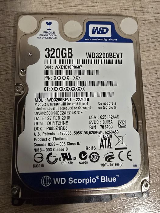 Жорсткий диск HDD WD 320GB 5400rpm 8MB WD3200BEVT 2.5 SATA II