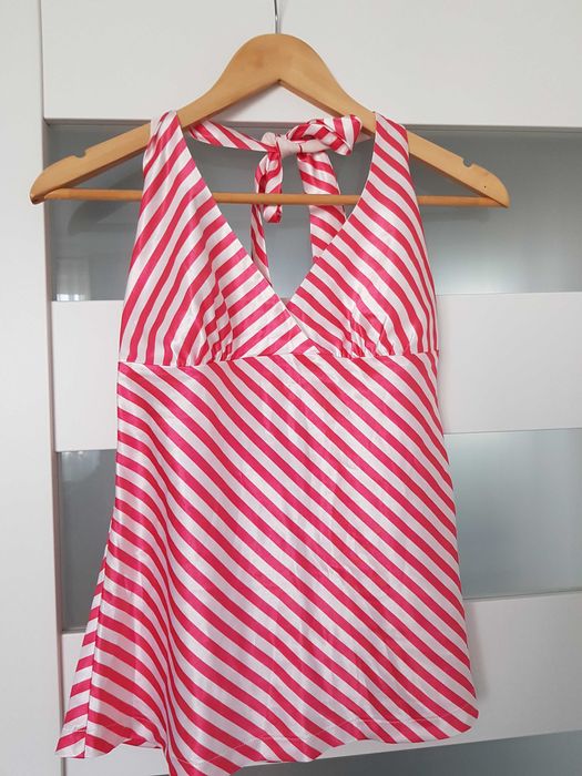 Bluzeczka wiązana na szyi, landrynkowy róż, H&M rozm. 36