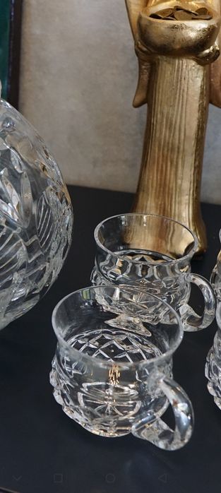 Duża kryształowa cukiernica bomboniera + szklanki