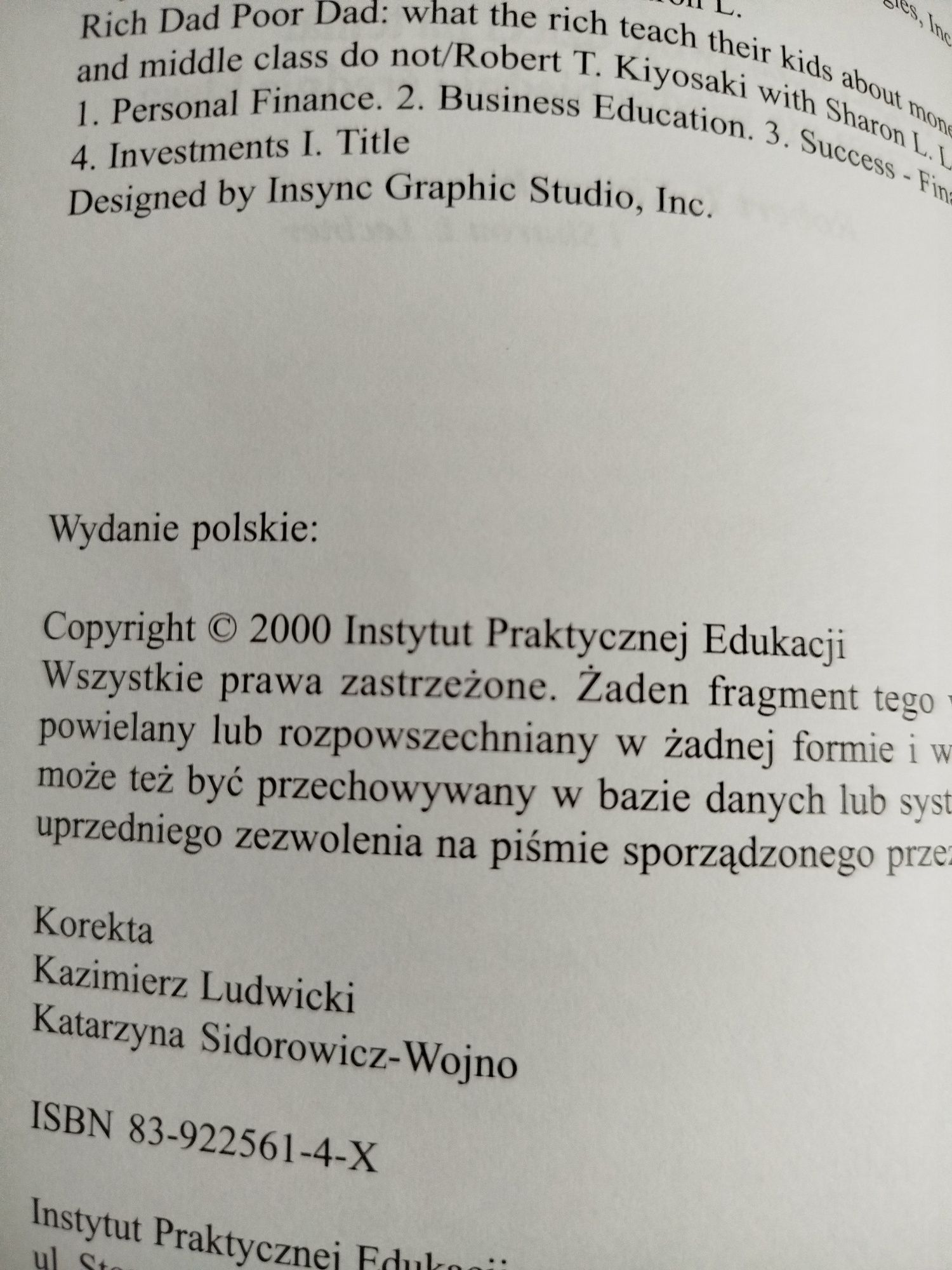 Bogaty ojciec, biedny ojciec Kiyosaki

Robert T. Kiyosaki, Sharon L. L