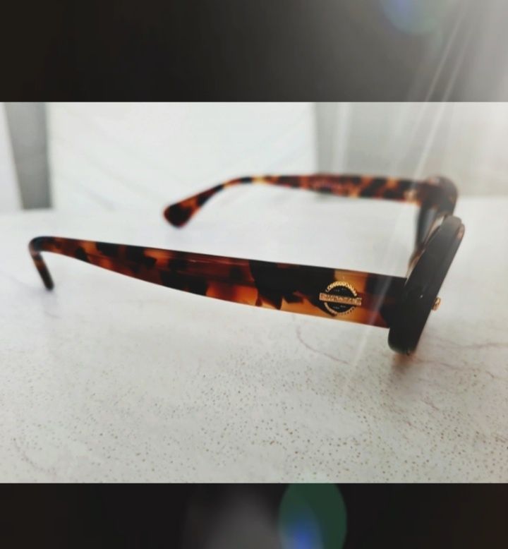 Stylowe włoskie okulary damskie kocie UV panterka Italy cętki brązowe
