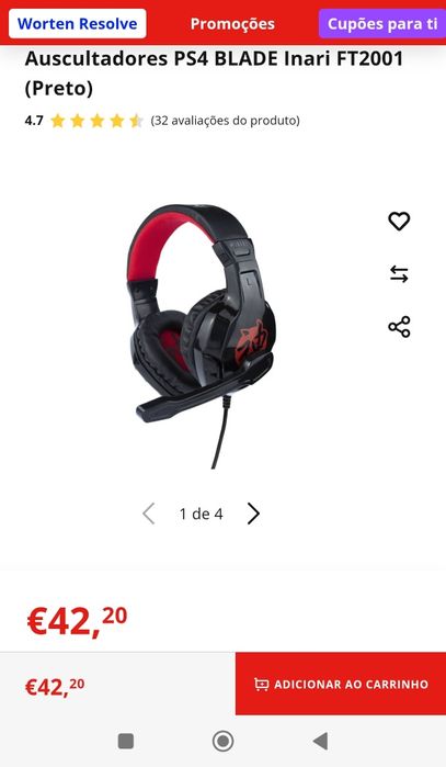 Auscultadores PS4 BLADE Inari FT2001 (Preto)
