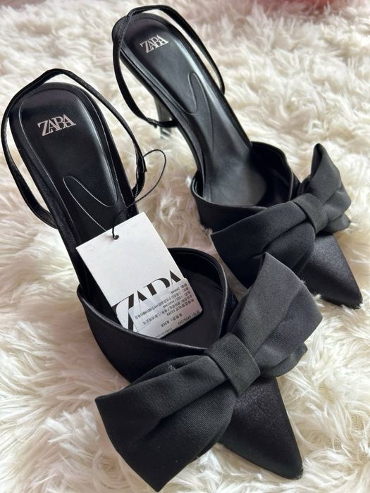 Туфлі-лодочки Zara чорні з бантом 36,37,38,39,40