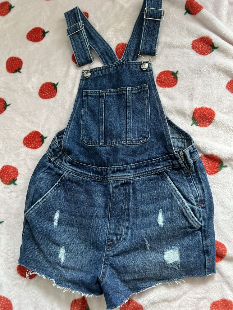 Damskie jeansowe ogrodniczki xs 100% bawełna