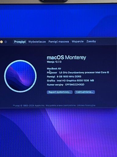 MACBOOK AIR 2016r - 13" Intel i5 8GB / 128GB