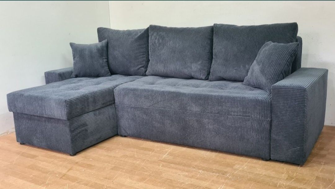 Nowy Narożnik sprężyny automat sztruks welur plusz kanapa sofa
