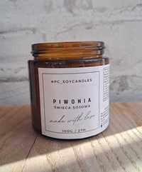 Świeca Sojowa Zapachowa Piwonia 120ml 27h Drewniany Knot