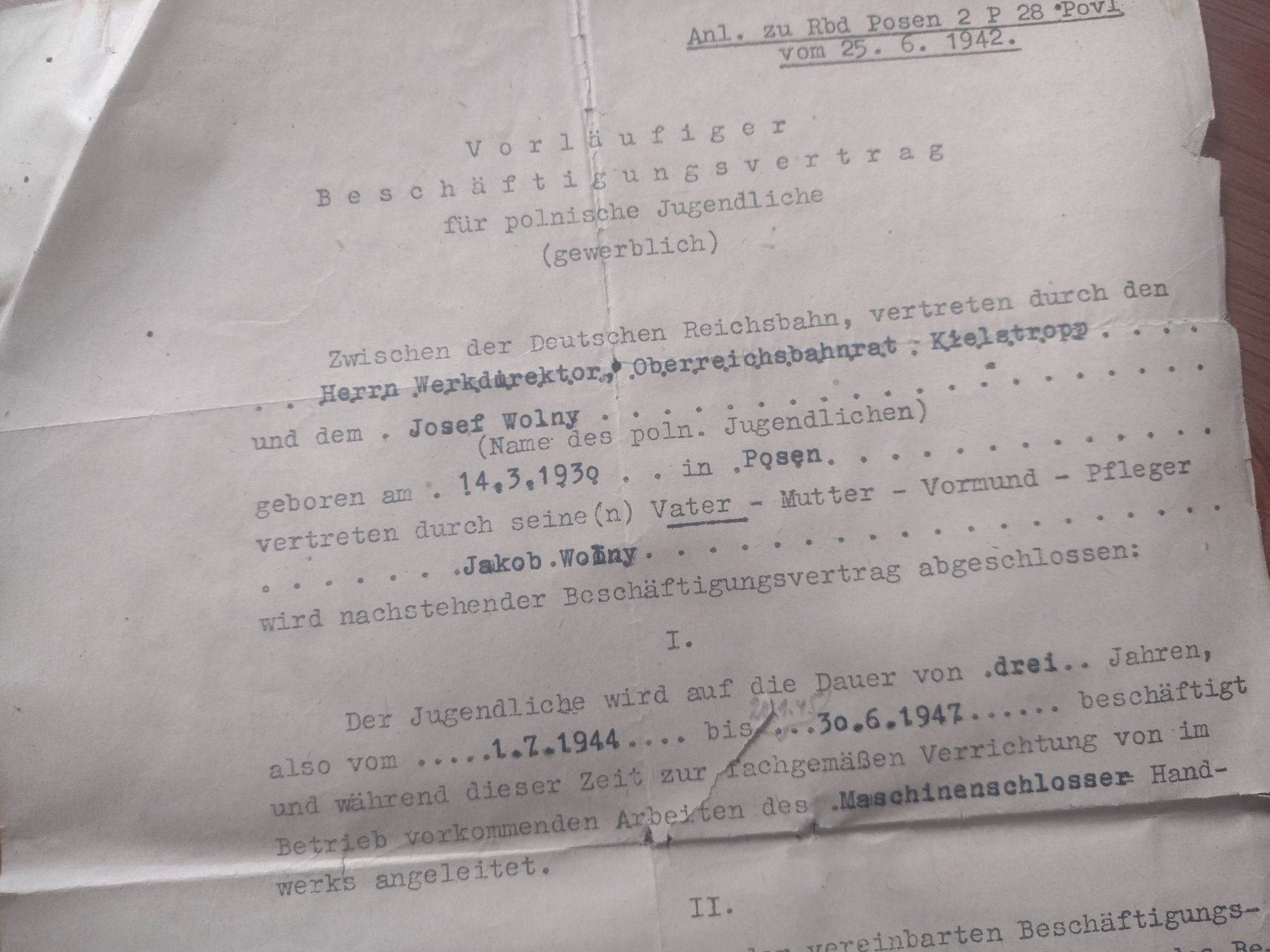 Deutschen reichsbahn Posen 1942 dokument
60
 zł