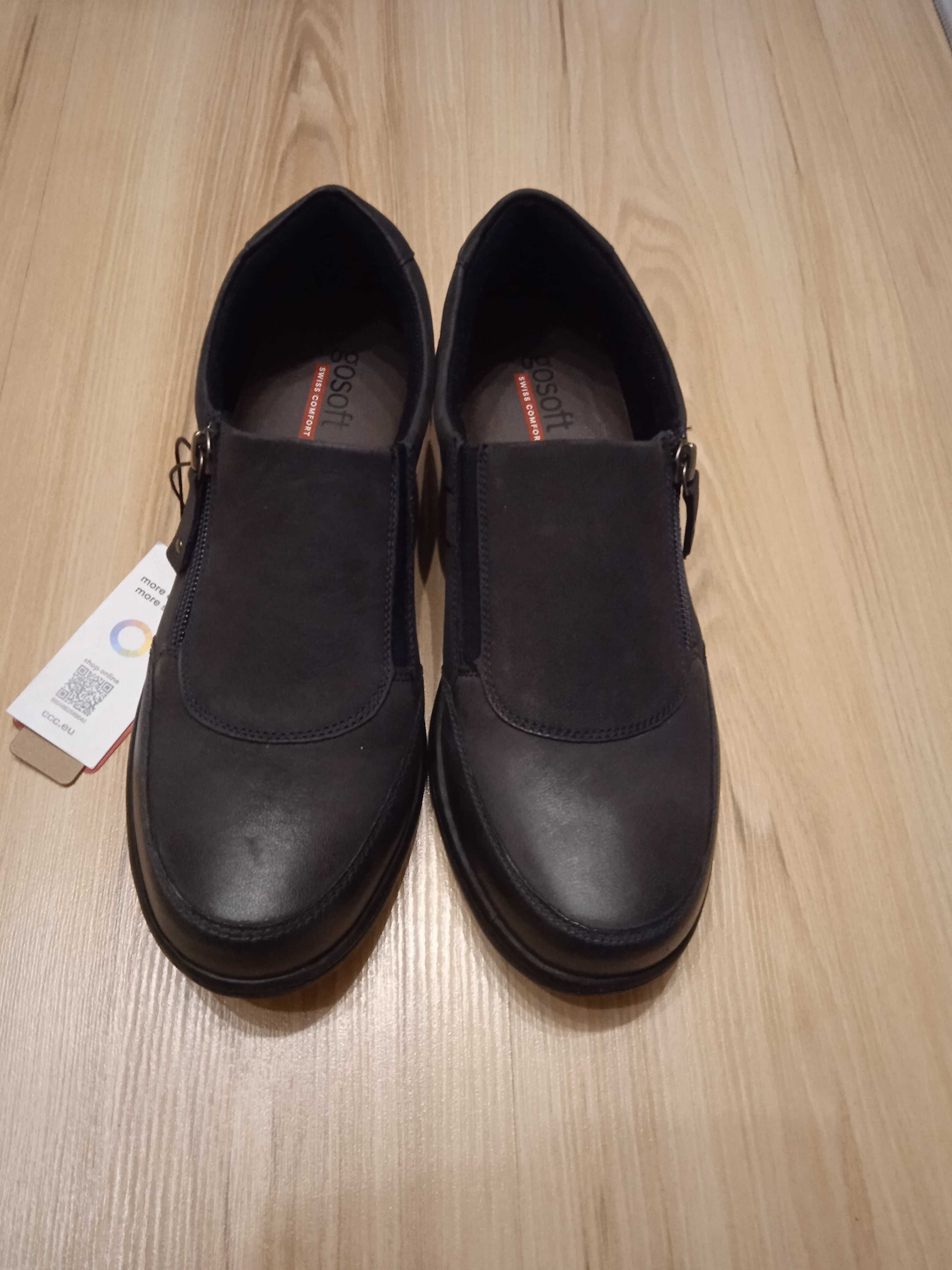 Półbuty, Go Soft, szersze, skóra, nowe, 40