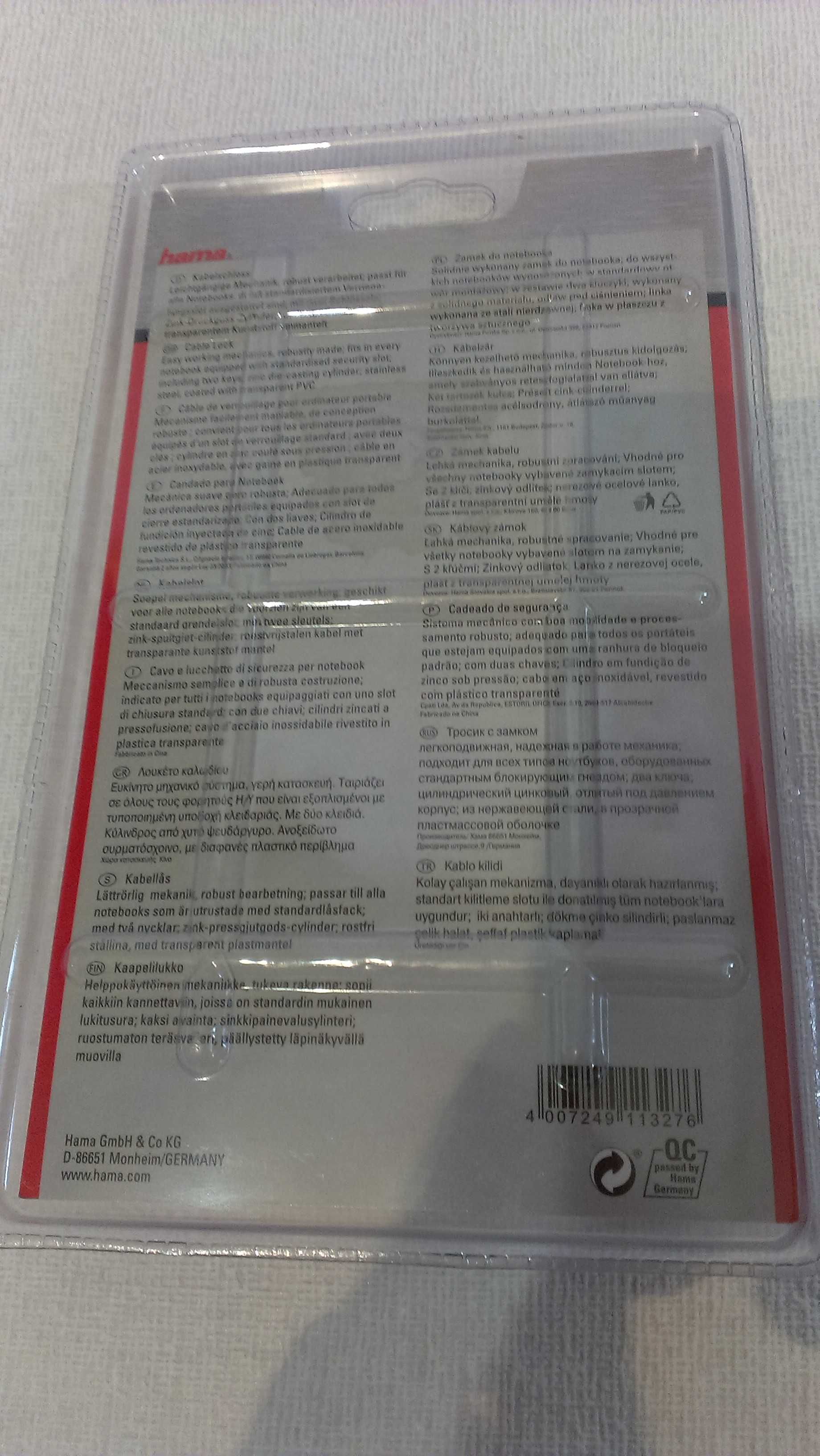 Hama Notebook Cable Lock Замок безопасности защита для ноутбука тросик