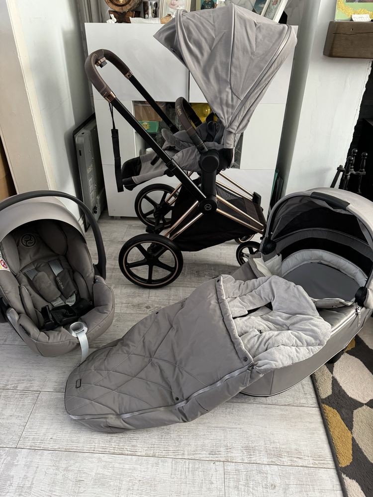 Cybex priam 2.0/3.0 manhattan grey rose gold 3w1 pielny stan