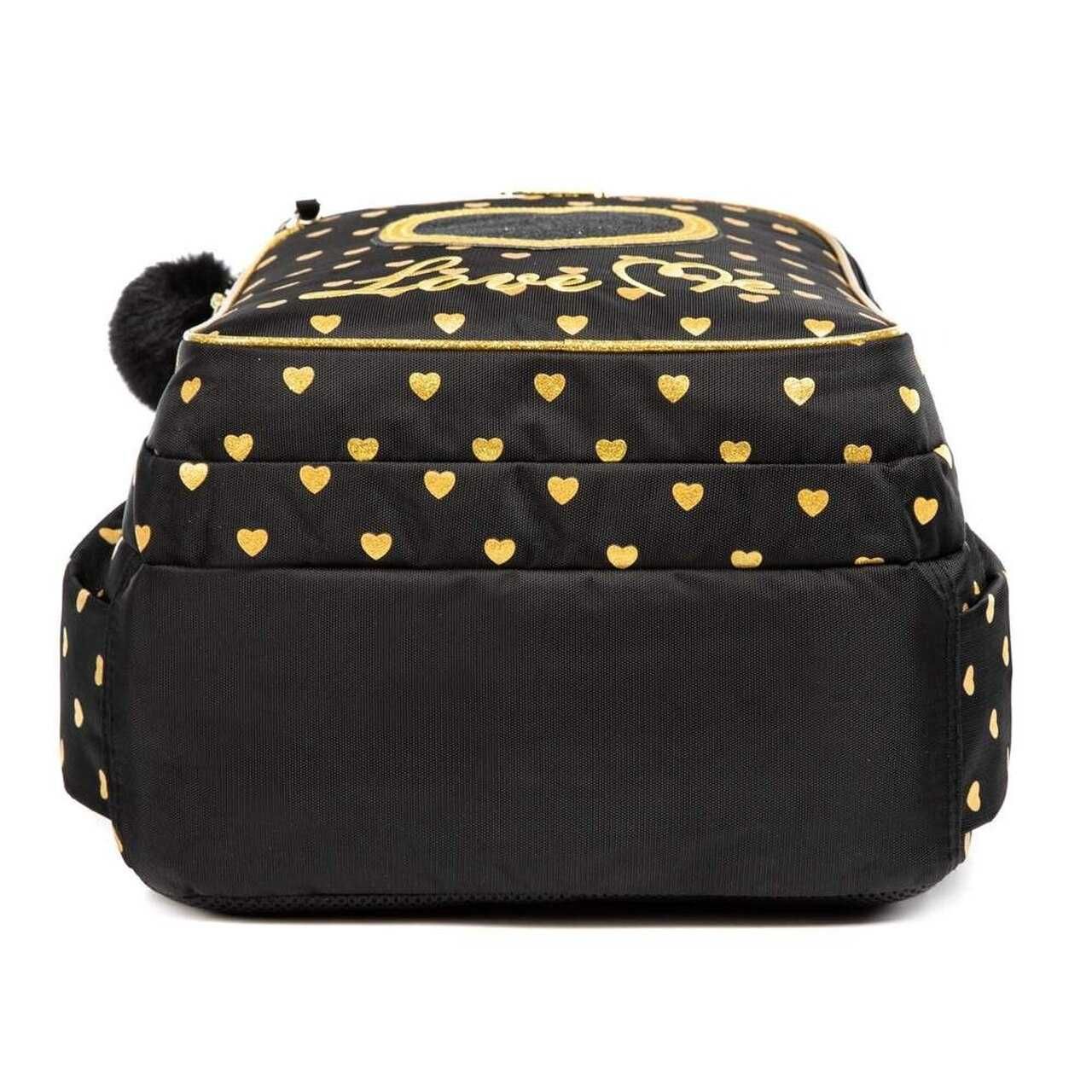 Pack Escolar coração preta/dourada 3 peças