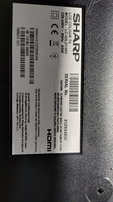 Telewizor Sharp 32 cale uszkodzony