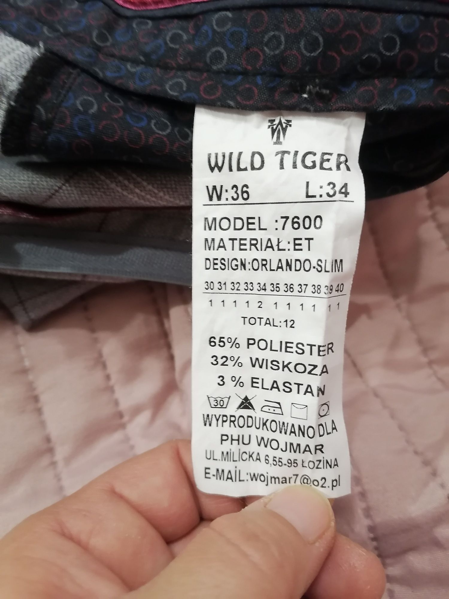 Spodnie eleganckie Wild Tiger  męskie L