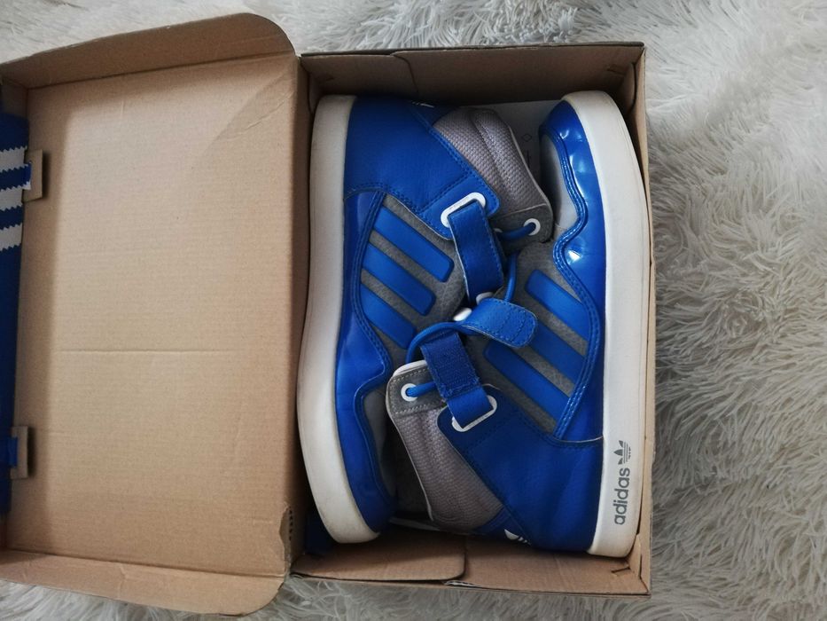 buty ADIDAS 40 2/3 wyższe niebieskie na rzepę