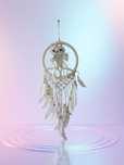 Łapacz snów Sowa biała haftowana pleciona 80 cm Dreamcatcher Handmade
