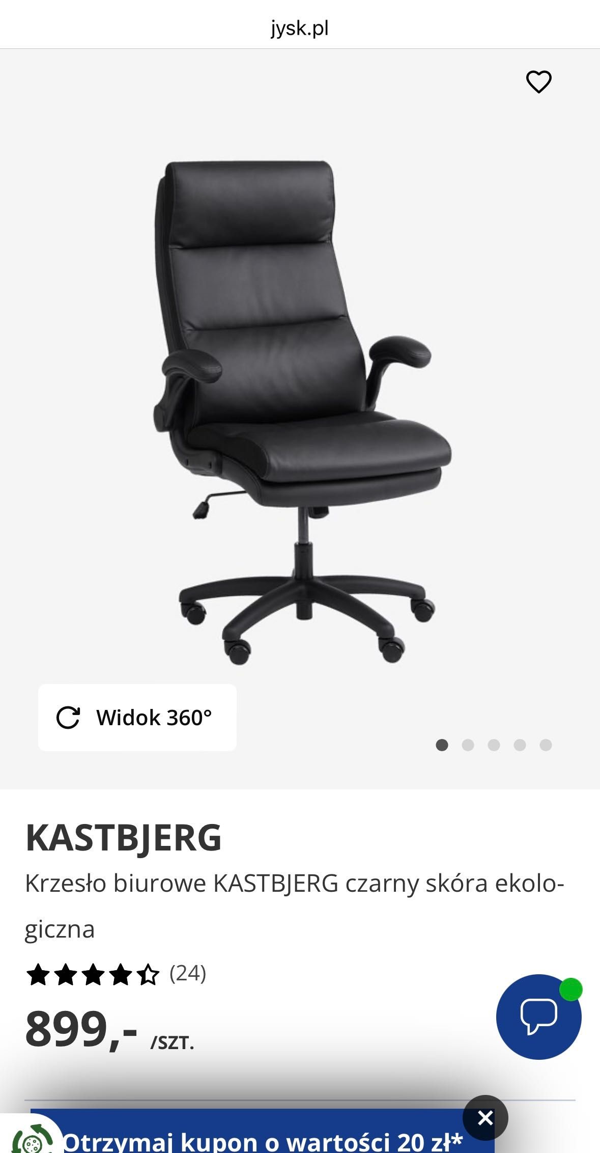 Krzesło biurowe JYSK, fotel biurowy, krzesło obrotowe, z regulacją