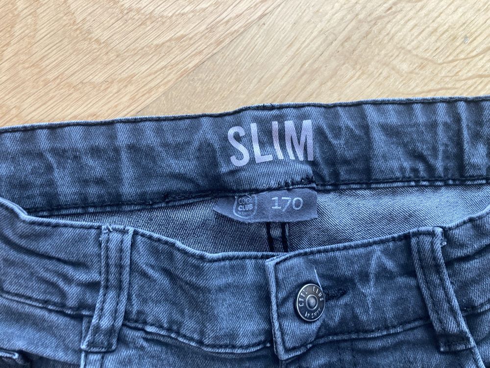 Szare jeansy chlopiece 170 cm slim