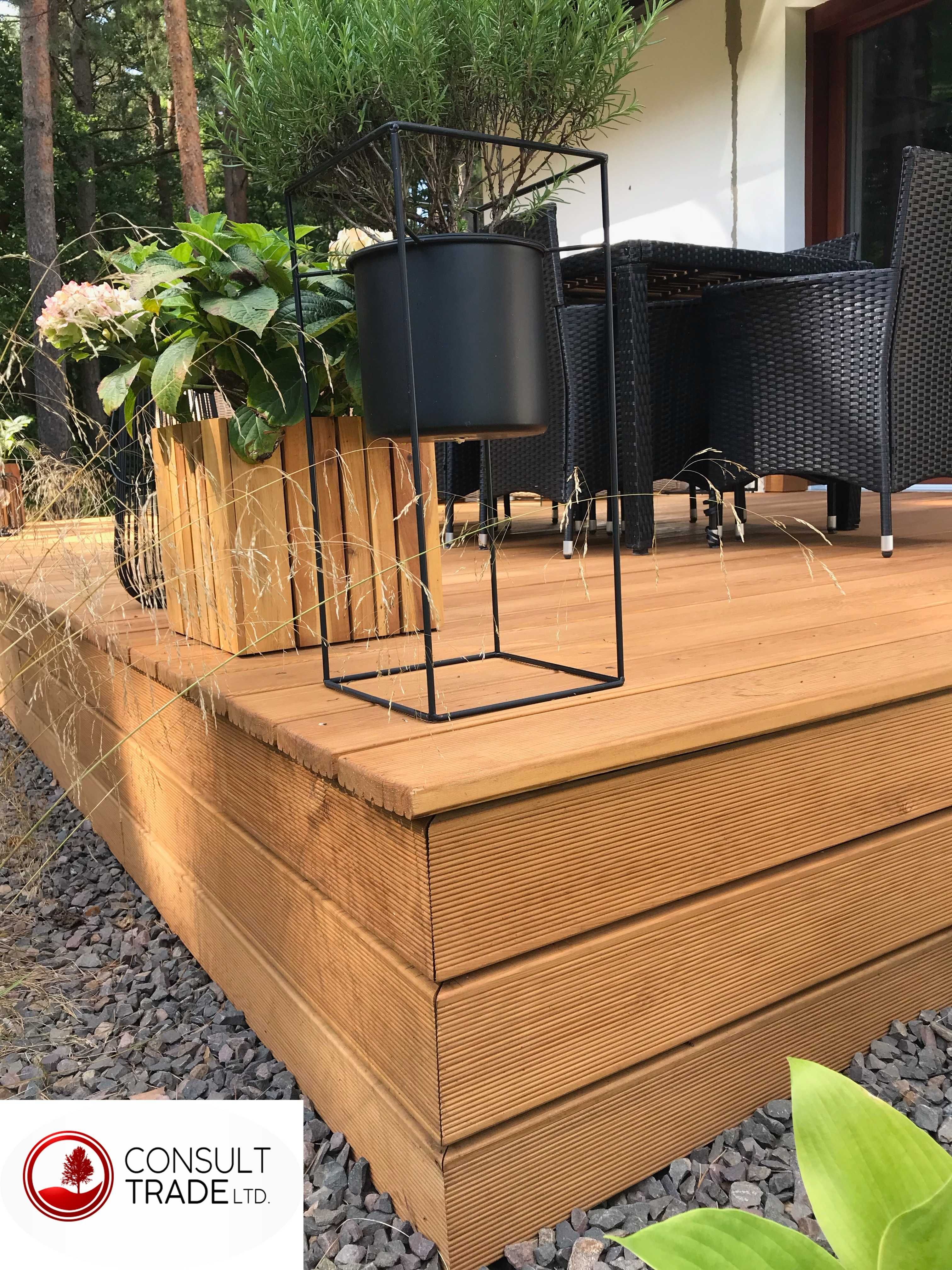 Deska tarasowa ryfel/gładka modrzew syberyjski 27x142x5000mm KL AB