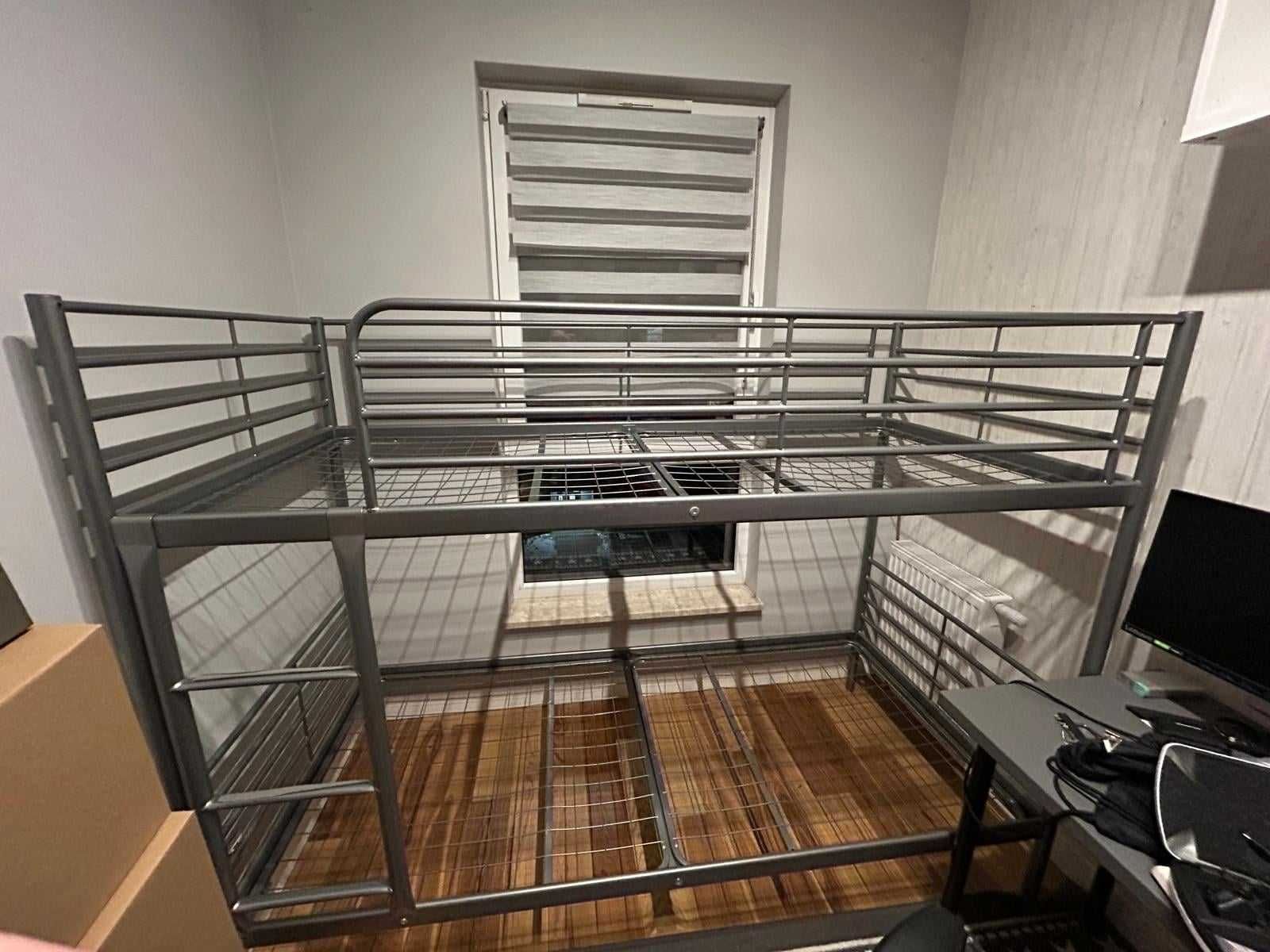 Łóżko piętrowe SVÄRTA IKEA - srebrny 90 x 200 cm + DOSTAWA