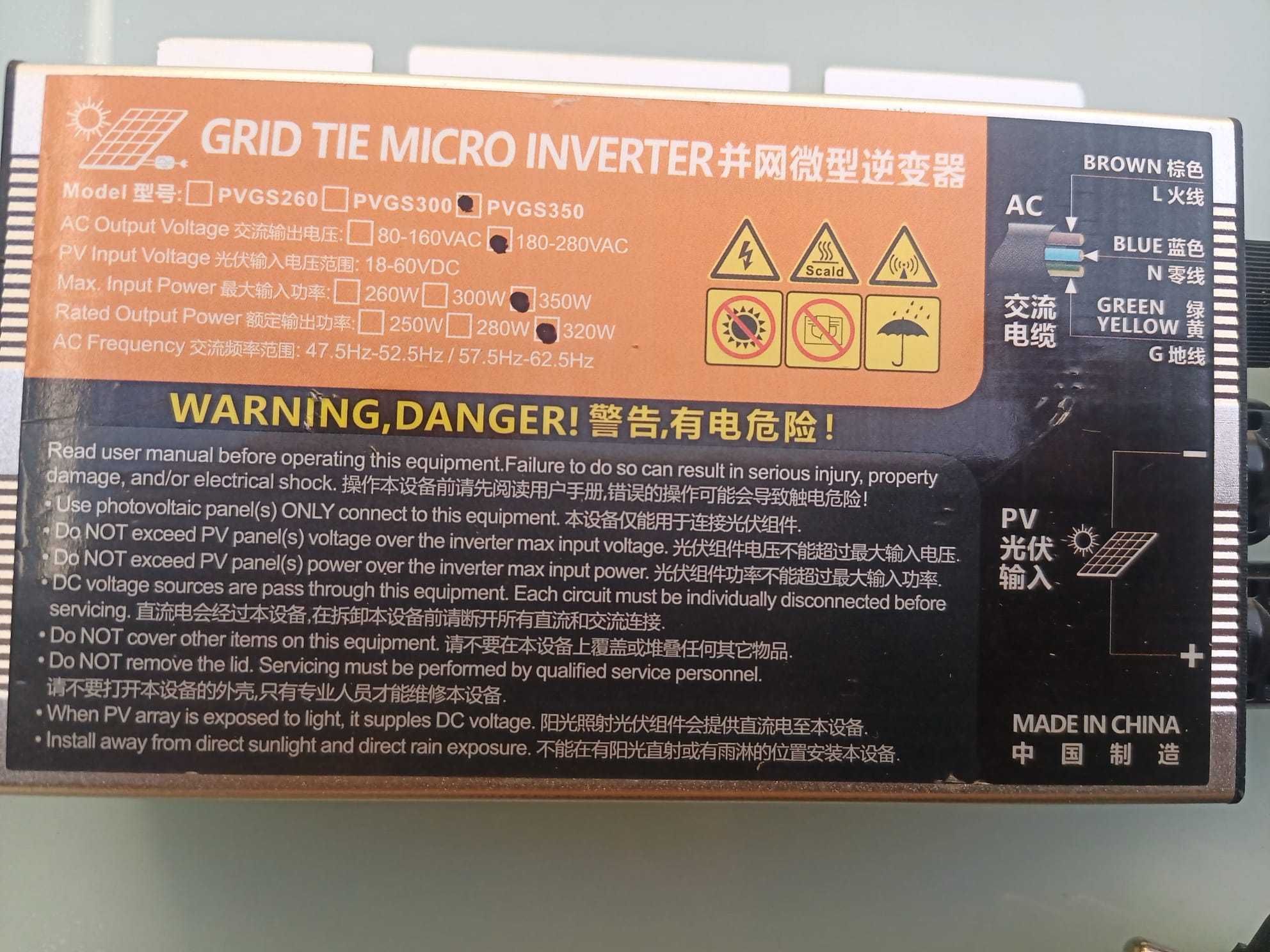Micro Inversor Gried Tie 350w
