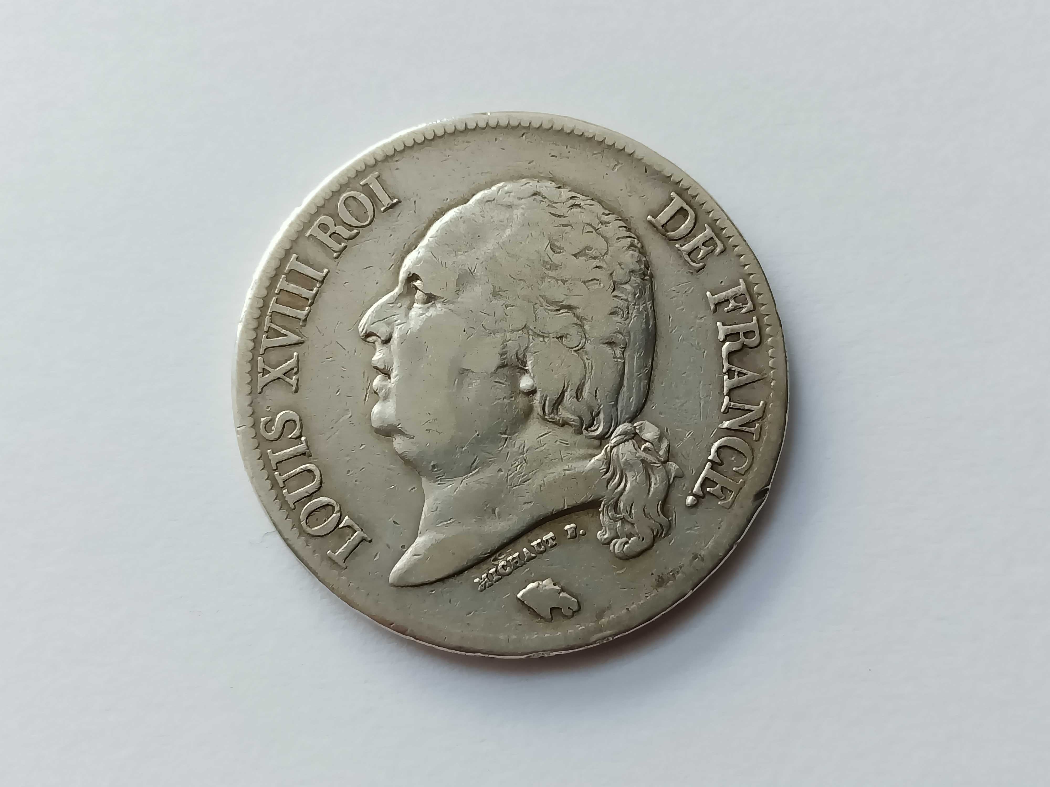 5 Franków 1824 A Francja Ludwik XVIll oryginał Srebro