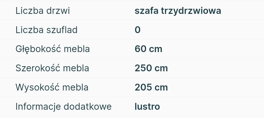 Szafa z lustrem 250cm