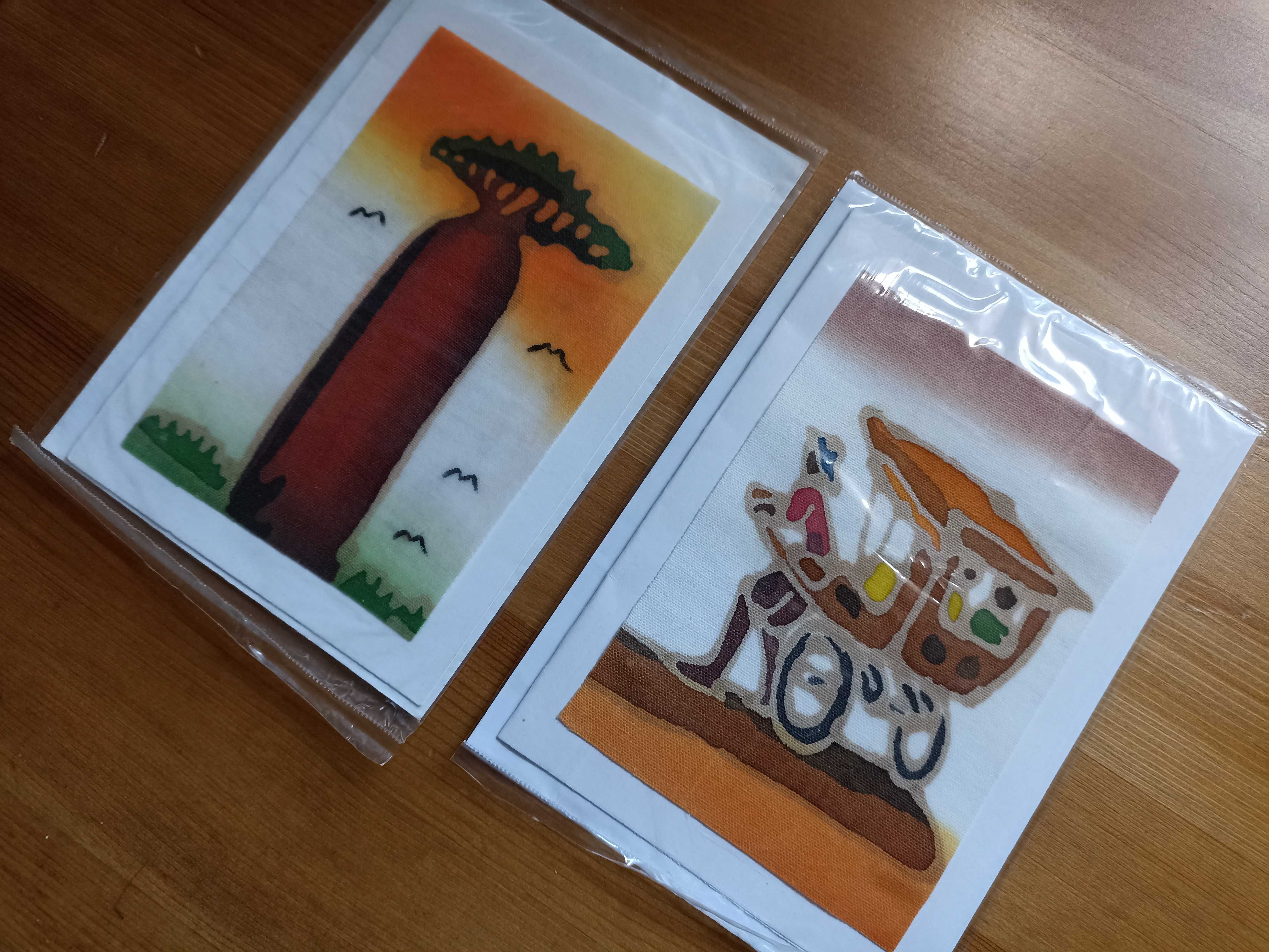 Madagaskar, komplet, kartki, pocztówki, batik, baobab, rękodzieło