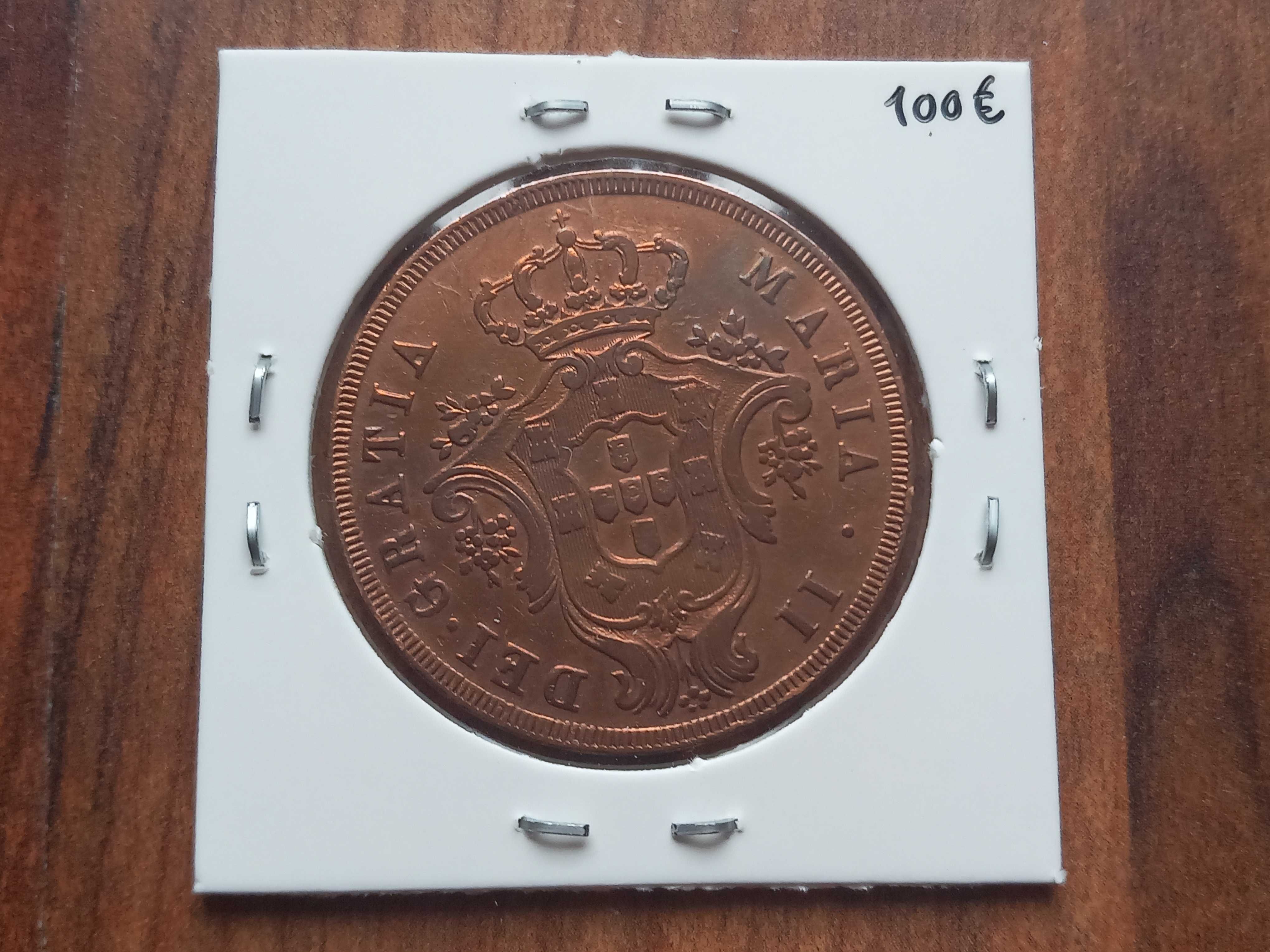 Moeda 20 Reis 1843 D. Maria II Açores