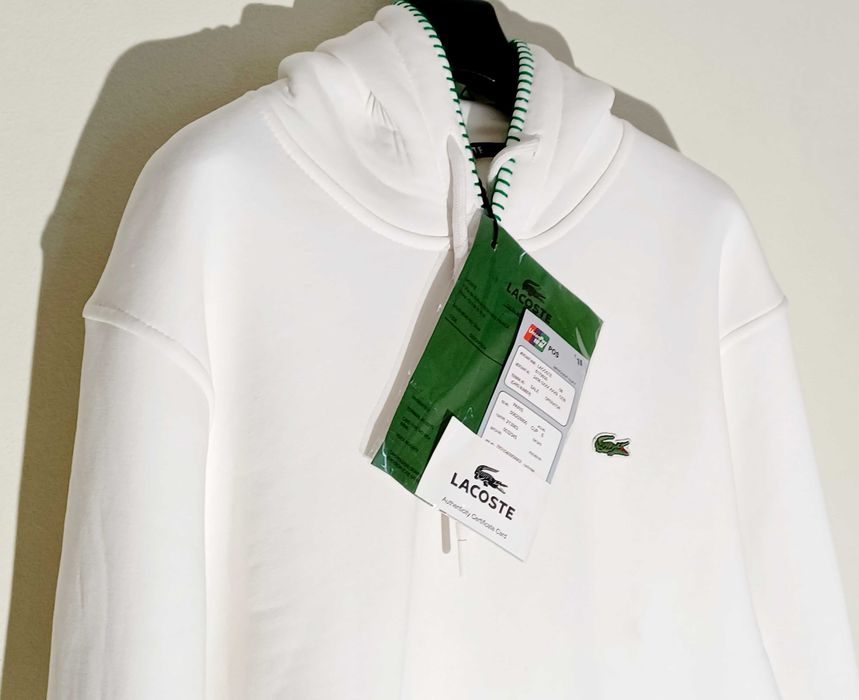 Biała bluza z kapturem Lacoste XL