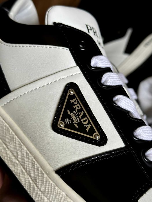 Кеды Prada Downtown leather sneakers black white мужские кеды прада