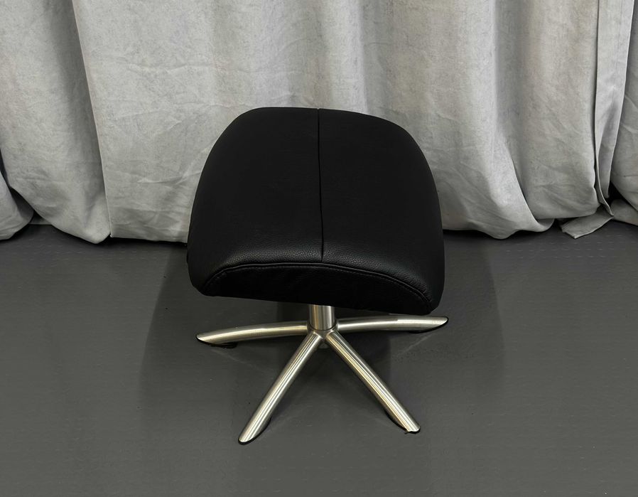 Чорний шкіряний пуф-підніжка/пуфик/пуфи/отаманка/підніжка/меблі Луцьк