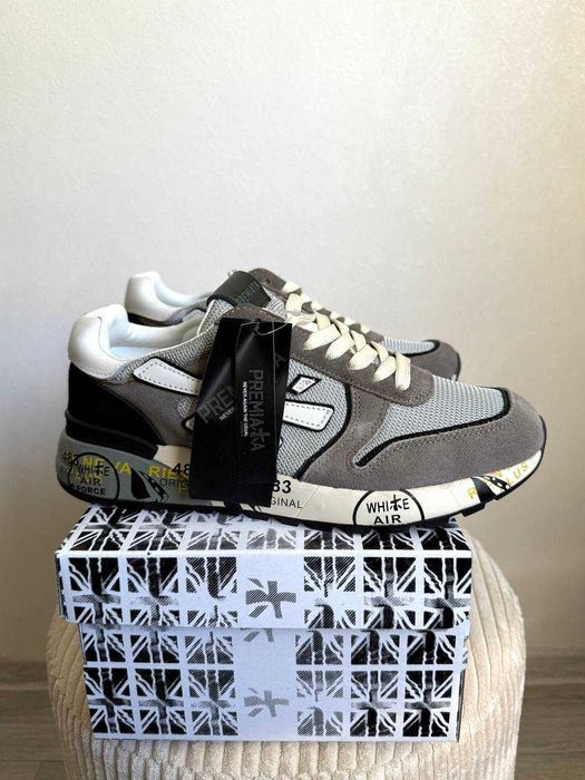 ‼️Оригинал Premiata Grey Black White кроссовки мужские новые замшевые