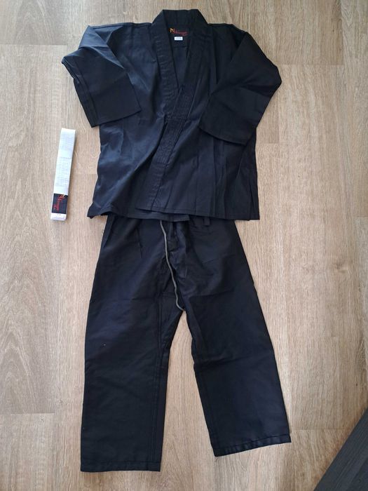 Kimono do karate dla dziecka czarne  150 cm + pas biały - do zszycia