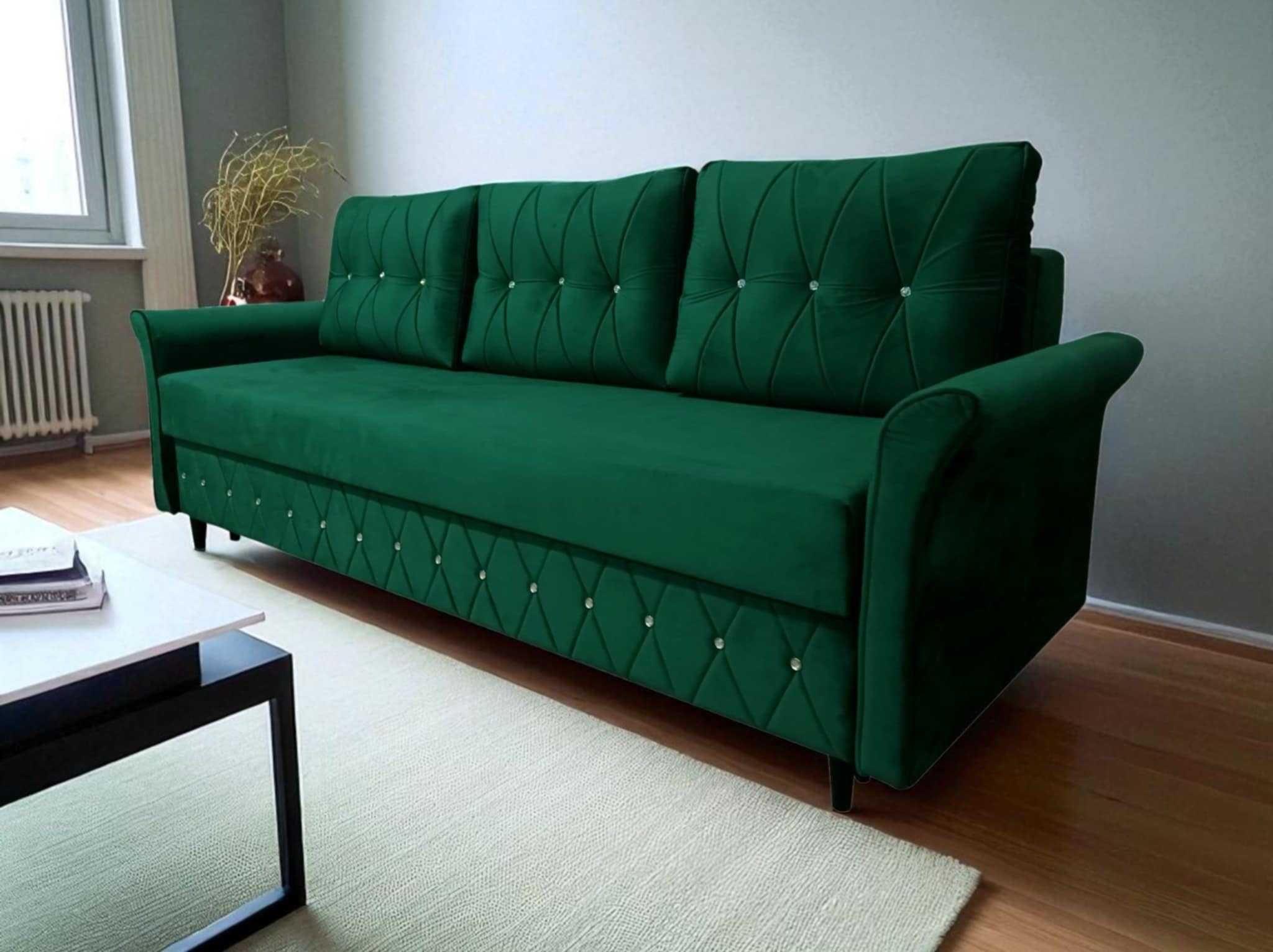 Kanapa Glamour Sofa pojemnik Funkcja spania Kryształ otwierana