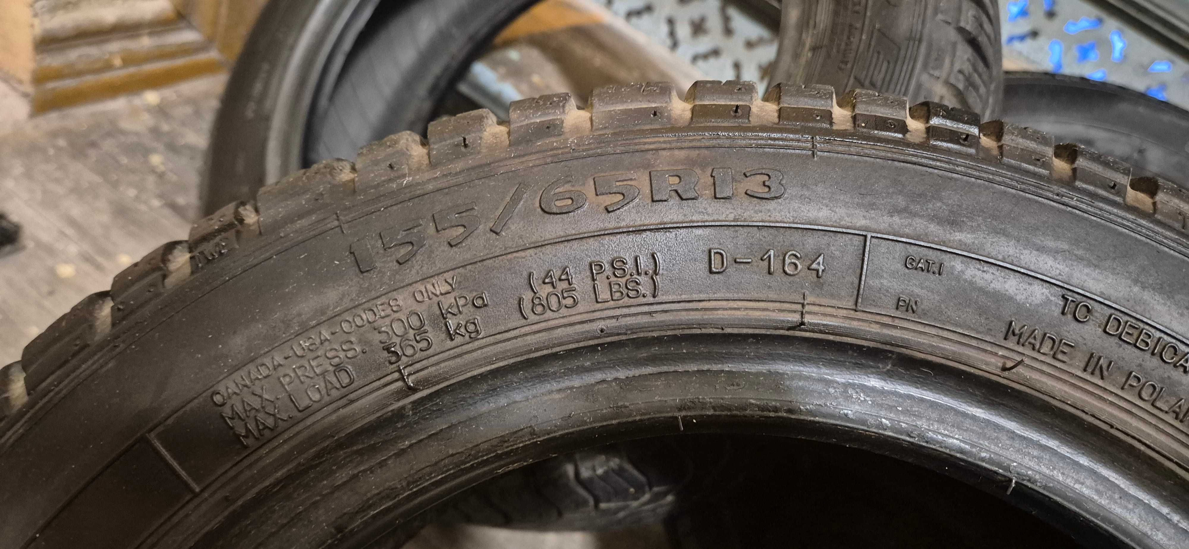 Sprzedam używane opony zimowe 4 szt. r13, 155/65 (2 dębica + 2 sava)