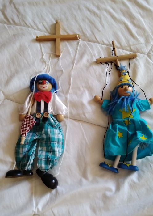 3 Marionetes de pano & madeira