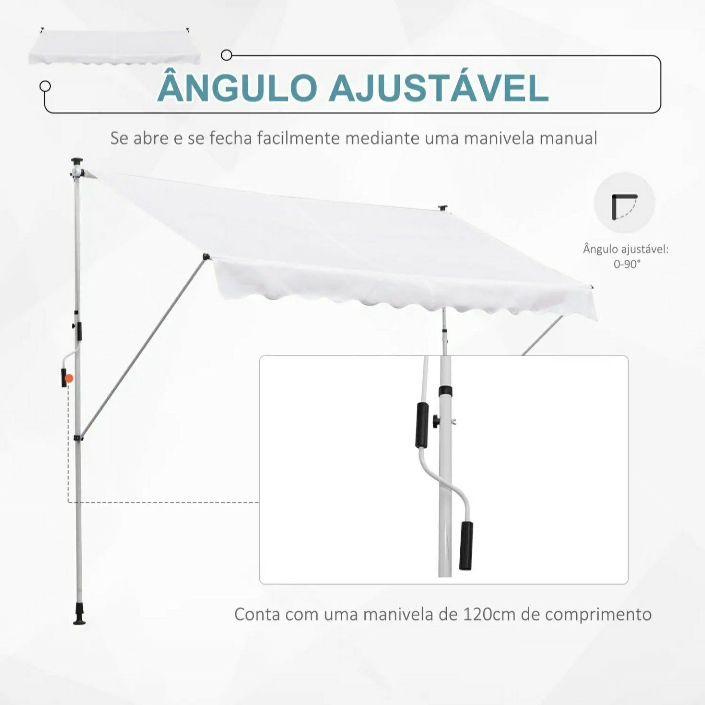Toldo manual para varanda, terraço