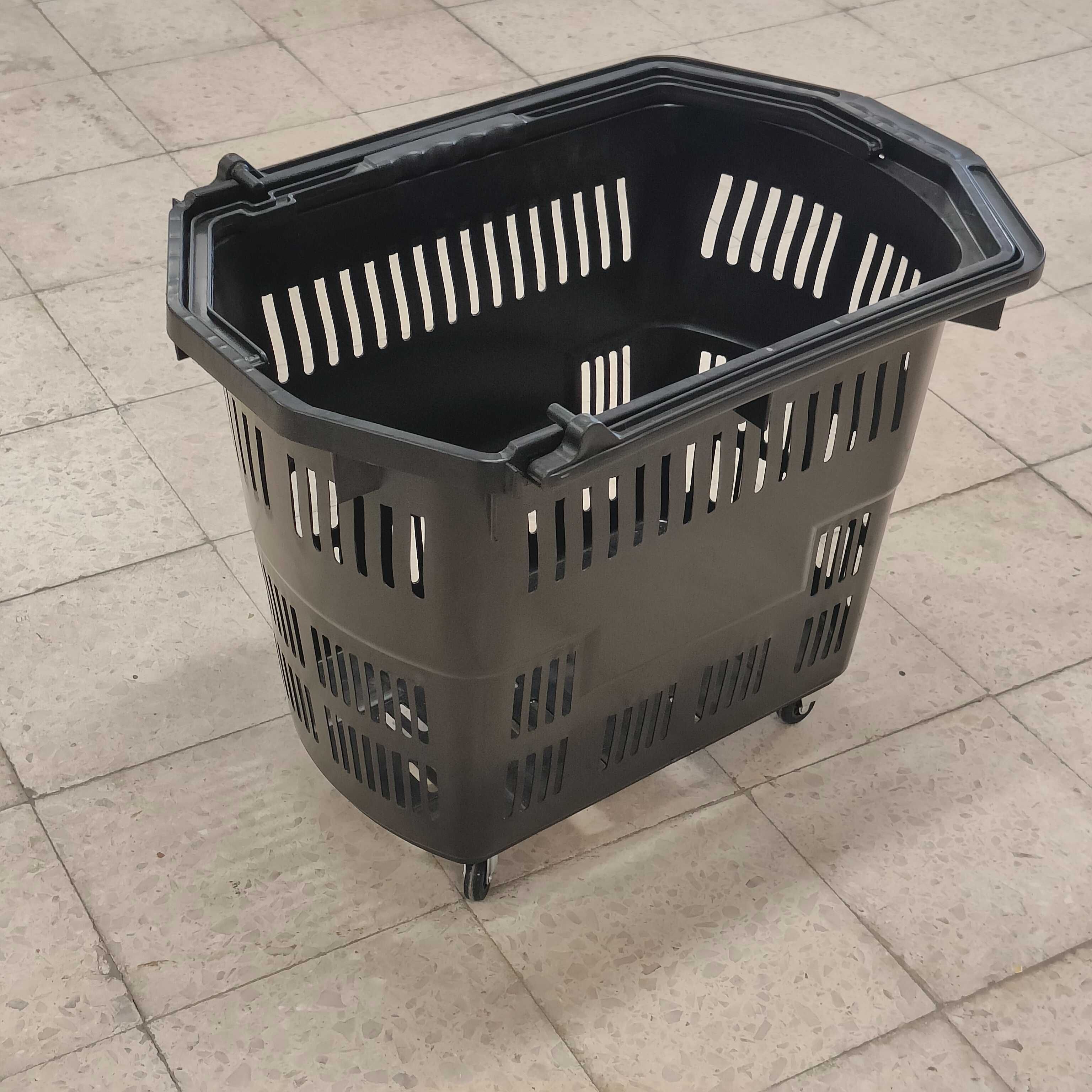 4 Cestos de compras com 4 rodas - 55L