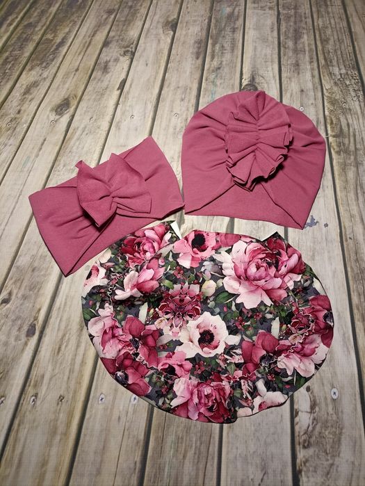 Komplet dla dziewczynki turban,chustka, opaska + opaska pin up