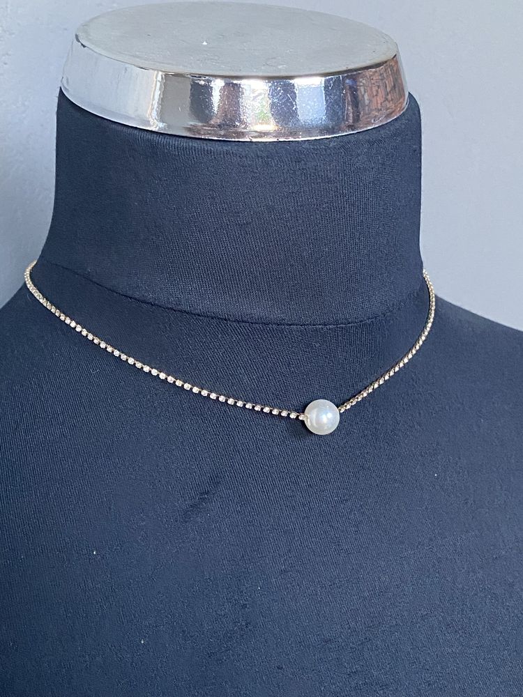 H&M Naszyjnik Choker Perła Kryształy