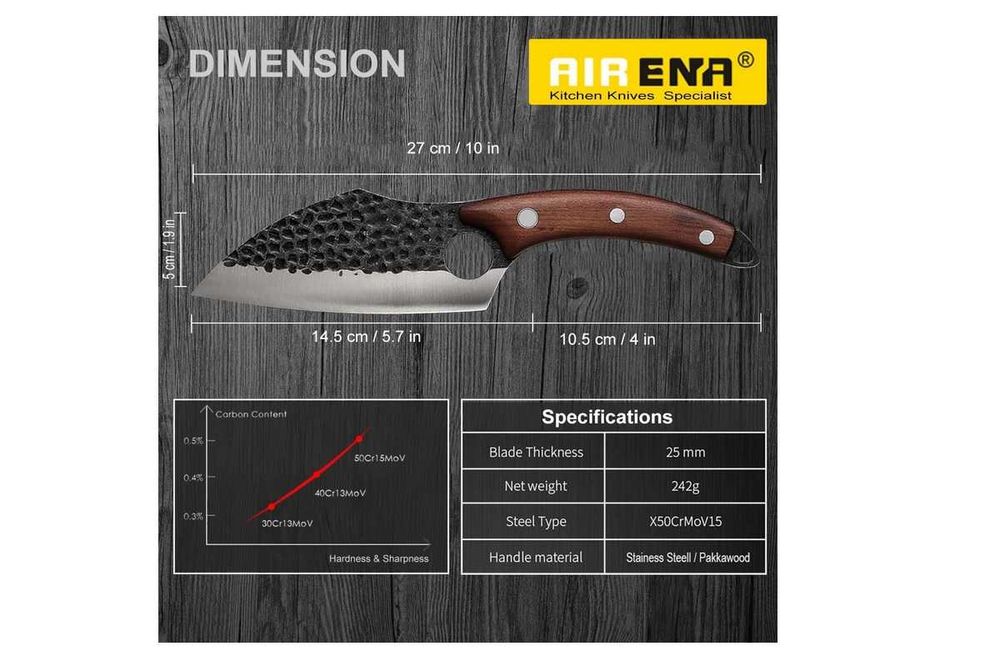 Oryginalny ręcznie kuty nóż tasak JAPOŃSKI 15CM