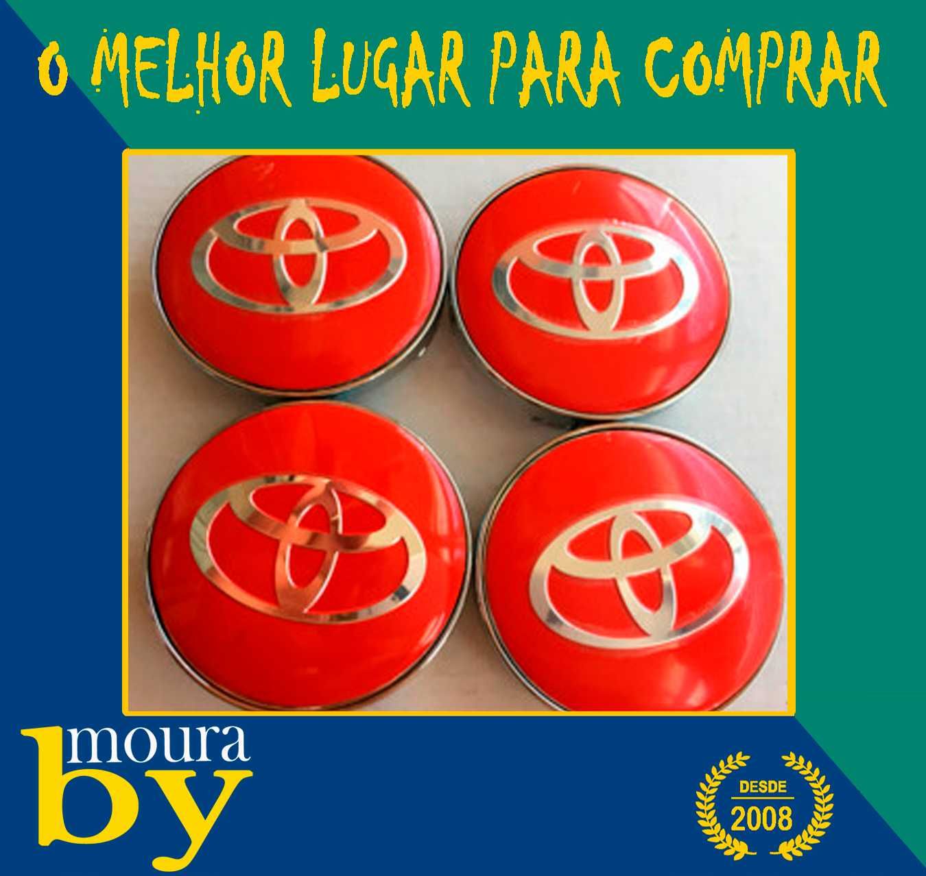 4 Centros de Jante 57mm 62 mm Prata Relevo Emblema Toyota