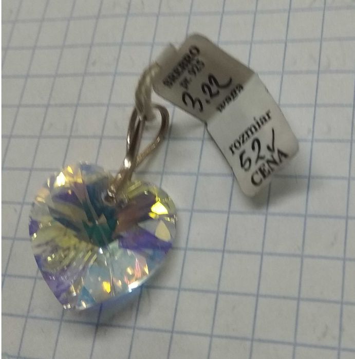Zawieszka Serce i Swarovski Kryształki Srebro 925 NOWE