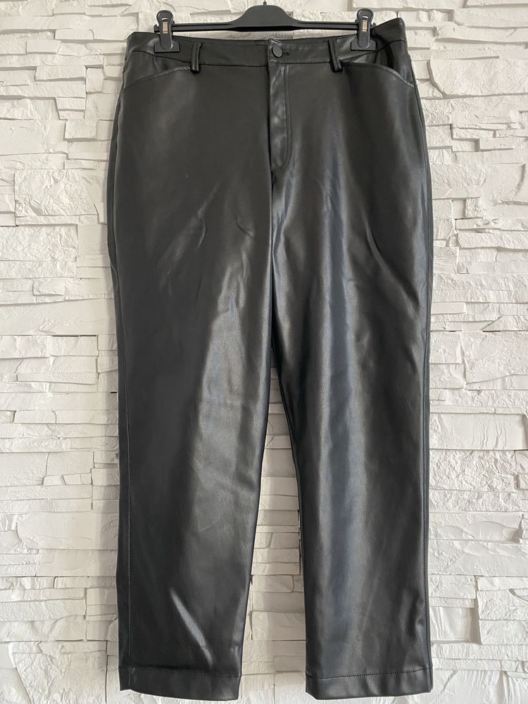 M&S spodnie damskie ekoskora wysoki stan 46