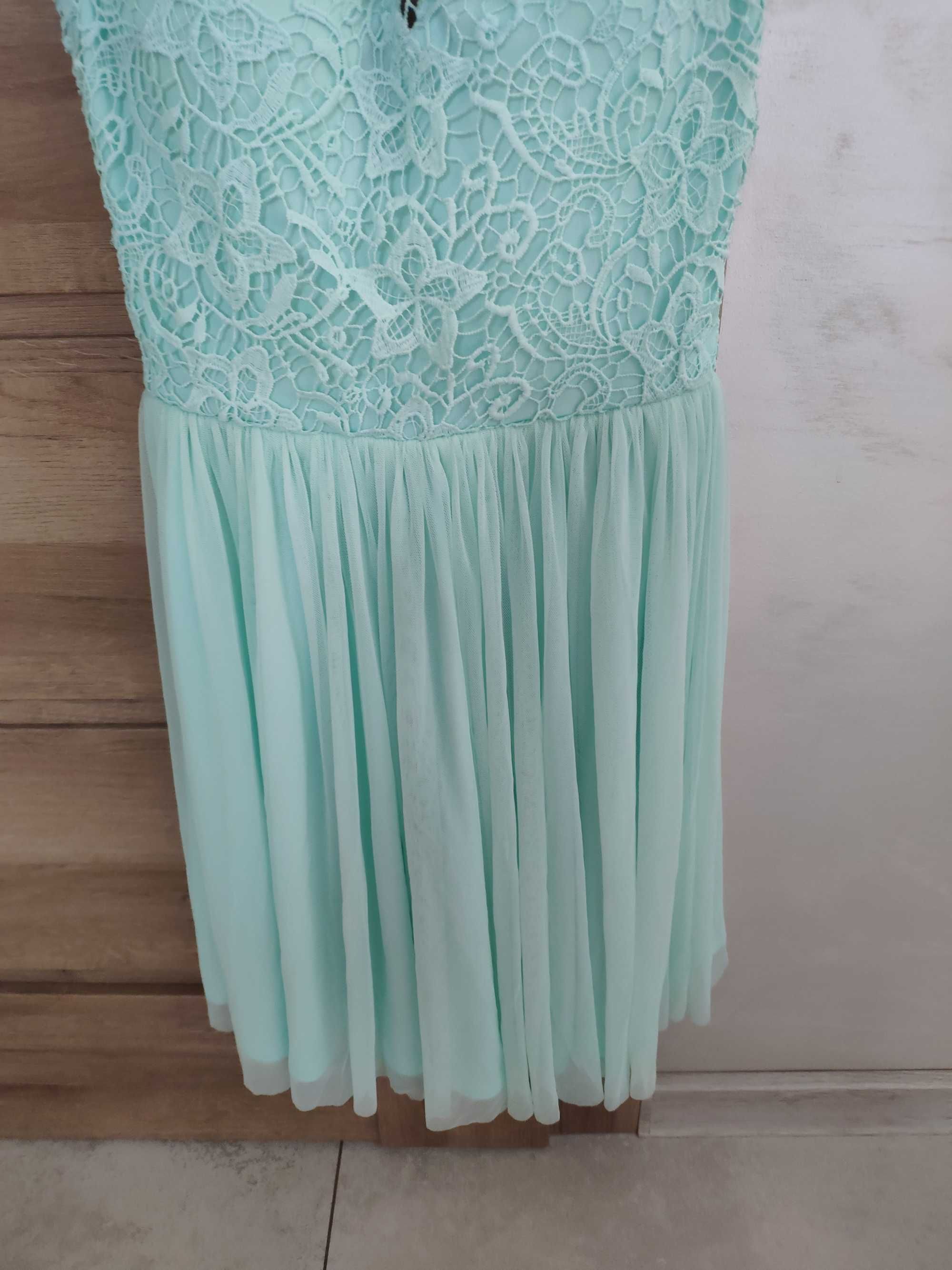 Śliczna Miętowa sukienka roz.34/XS