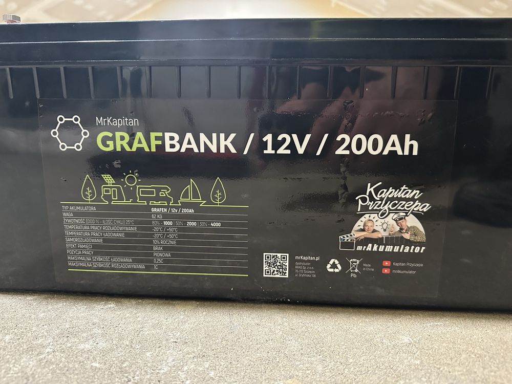Akumulator AGM karbon 12V 200Ah kamper Grafbank