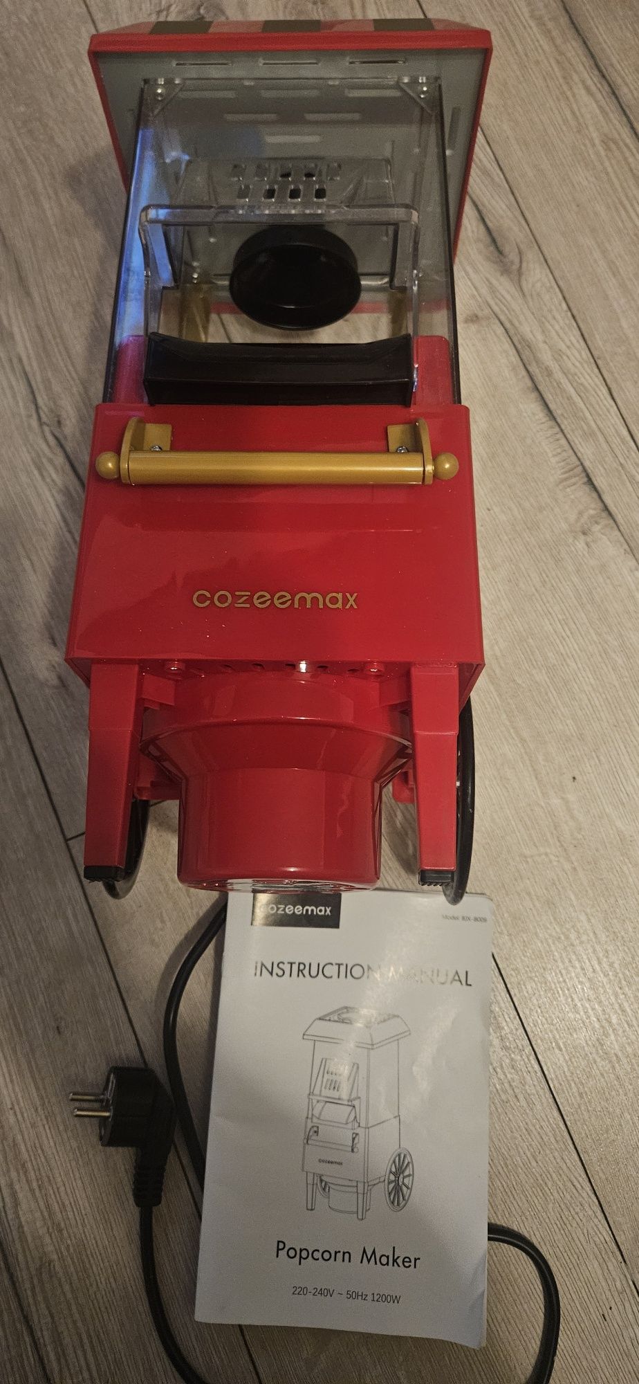 Cozeemax maszyna do popcornu w stylu retro, 1200 W,