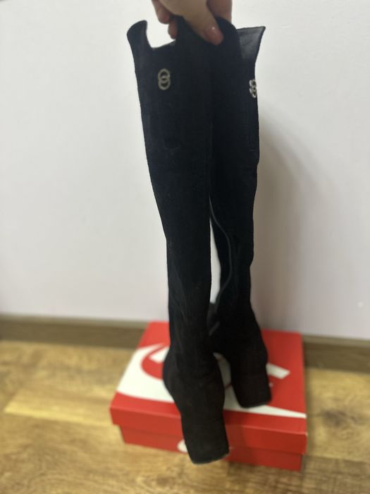 Чоботи ботфорти замшеві