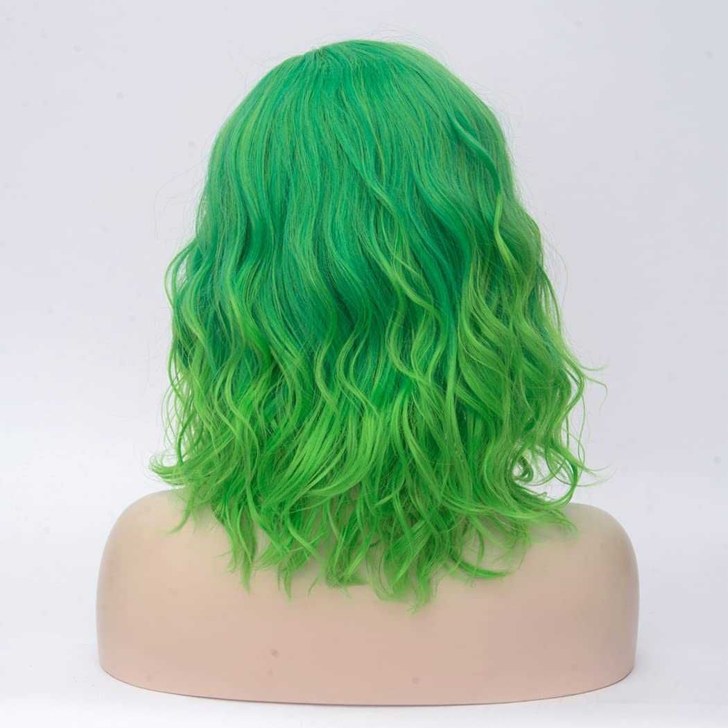 ATAYOU Zielona peruka włosy kręcone ombre